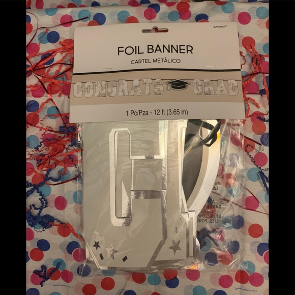 ⚜️White & Silver Congrats 🎊Grad 🎓Letter Banner - Picture 2 of 8